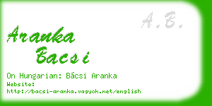 aranka bacsi business card