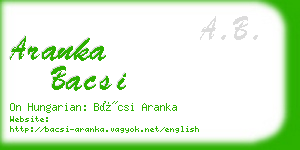 aranka bacsi business card